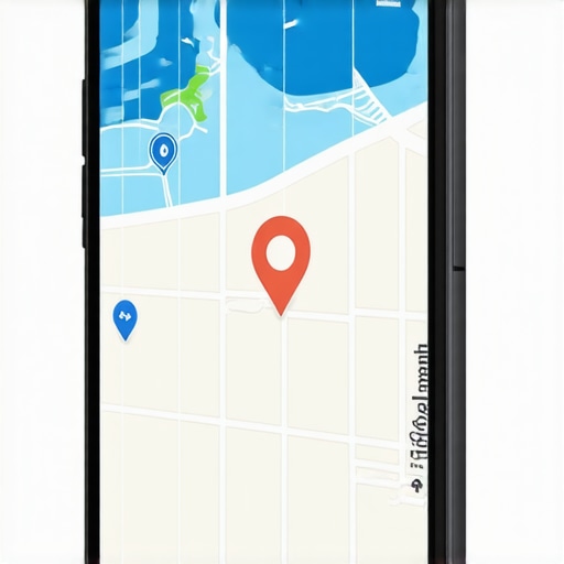 Geo-fencing in action for local marketing Smartphone map showing geofence boundaries for targeted advertising.