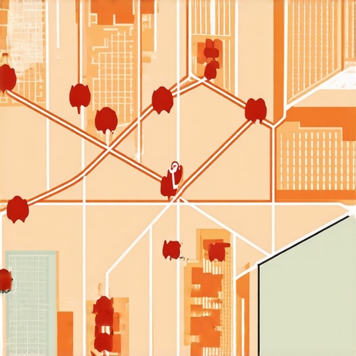 Visual map showing neighborhood-specific content and backlink networks for local SEO