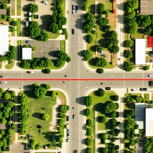Business district with digital geofencing and augmented reality overlays