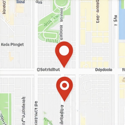 Map showing geotagged business locations with schema markup symbols