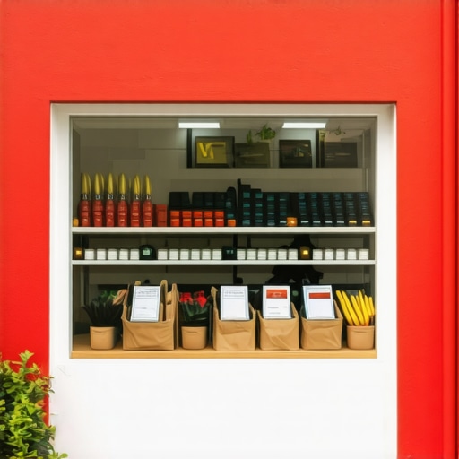 Innovative Local Business Facade Contemporary storefront with digital signage and vibrant lighting