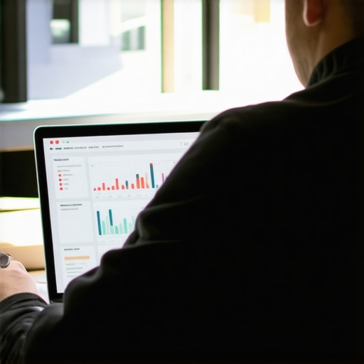Sentiment Analysis Dashboard in Action Business owner reviewing customer feedback and sentiment metrics on a digital dashboard