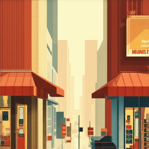 City street view showcasing diverse local shops and community activity