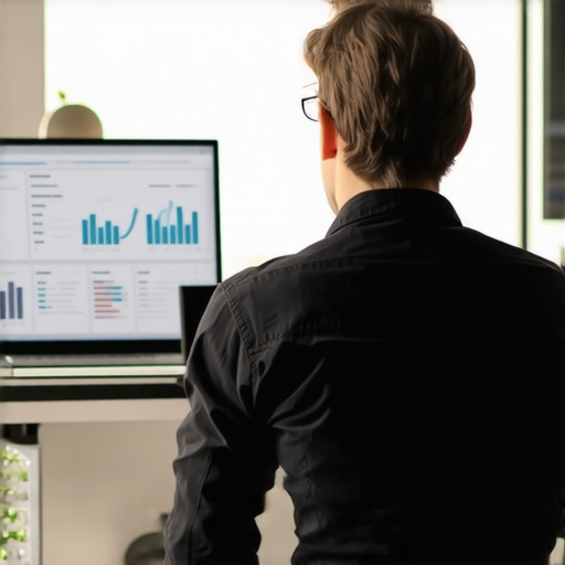 Business professional reviewing AI-driven local SEO data dashboards