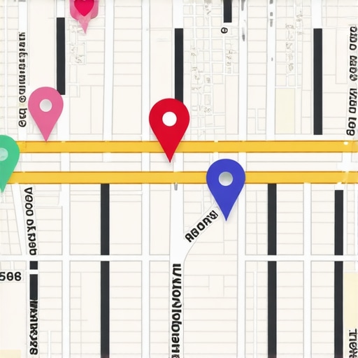Urban map with meticulously placed pins to optimize local search rankings.