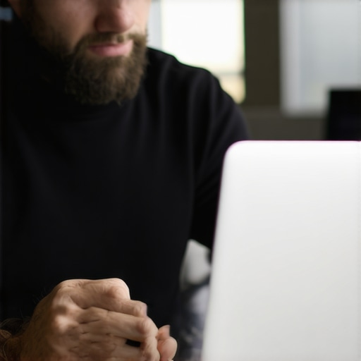 Engaging with Customer Reviews for Business Trust Business owner replying to Google reviews on a laptop, illustrating active reputation management.