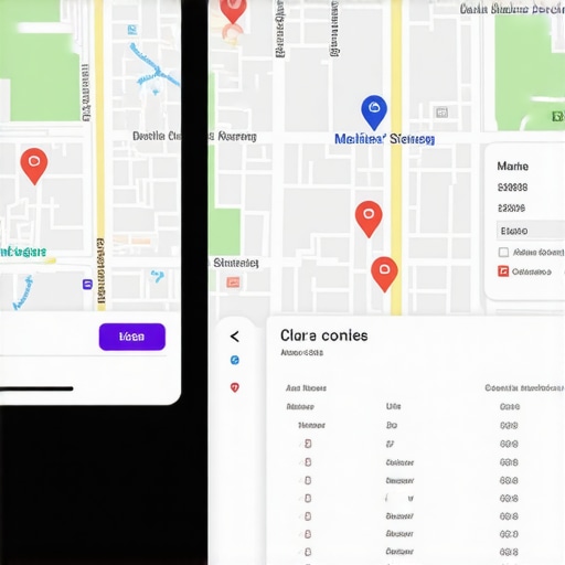 Digital map with data points illustrating neighborhood search trends.