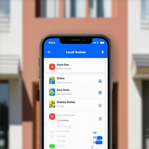 Smartphone screen showing local business search results in a neighborhood
