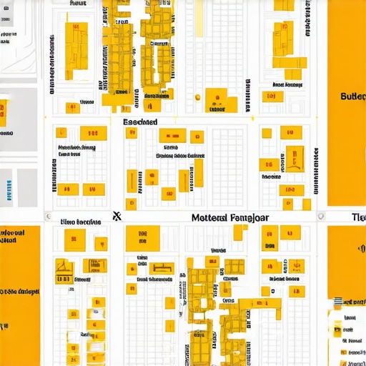 City map highlighting small neighborhoods and business locations for hyperlocal SEO