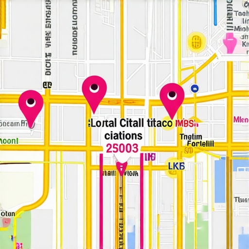 A digital map showcasing local citations interconnected with semantic signals.